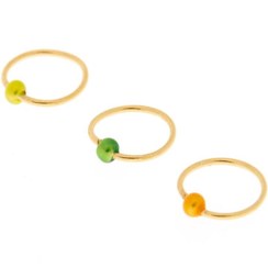 تصویر حلقه تزیینی مو حلقه طلایی مهره رنگی بسته 10 تایی 