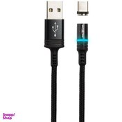 تصویر کابل تبدیل USB به microUSB موکسوم (MOXOM) مدل CB-38 به طول 1 متر مگنتی رنگ مشکی 