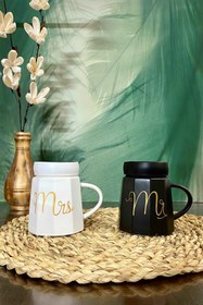 تصویر ماگ سرامیکی مدل در آینه ای طرح Mr & Mrs - طرح 