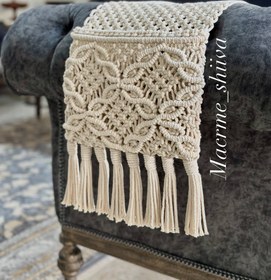 تصویر جا کنترلی مکرومه طرح گلبرگ رنگ نسکافه ای ابعاد ۸۰ در ۳۰ 