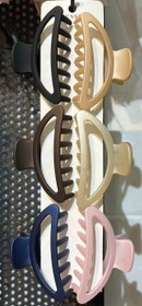 تصویر کیلیپس مو رنگی زنانه طرح لبخند - بژ 