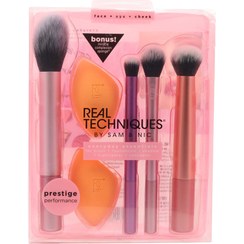 تصویر ست براش و پد آرایشی ریل تکنیک 6تیکه دو پد آرایشی Real Techniques Everyday Essentials Brush Set