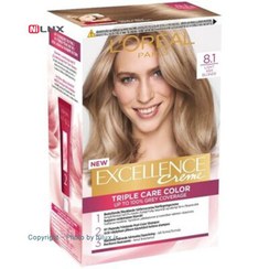 تصویر کیت رنگ مو لورآل مدل Excellence شماره 8.1 حجم 48 میلی لیتر ا loreal excellence hair color NO8 48ml loreal excellence hair color NO8 48ml