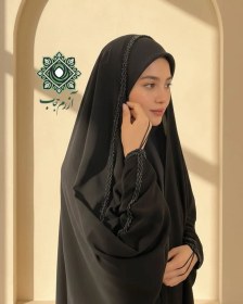 تصویر چادر عربی زنانه جواهردوزی مدل جده مشکی 