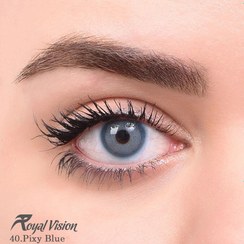 تصویر لنز رنگی رویال ویژن روزانه 100 ساعته، شماره 40 مدل Pixy Blue آبی عروسکی royal vision colored daily contact lens number 40 pixy blue