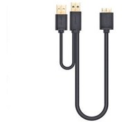 تصویر کابل هارد USB 3.0 همراه پورت تقویت کننده یوگرین مدل US140-10898 طول 0.5 متر Ugreen US140-10898 Micro USB 3.0 A/M cable with USB 2.0 A/M Repeater