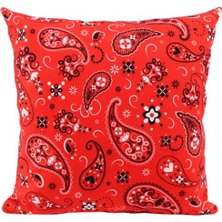 تصویر کاور کوسن طرح بته جقه زمینه قرمز 