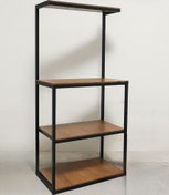 تصویر استند فلزی کافی‌بار سه طبقه با ورق MDF 