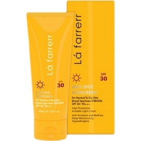 تصویر کرم ضد آفتاب و ضد لک بی رنگ لافارر مناسب پوست خشک و معمولی SPF30 LaFarrerr Sunscreen  Anti Spot for Normal to Dry Skins PF30 Cream 40ml