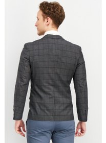 تصویر کت blazer رسمی مردانه با فیت باریک و طرح چهارخانه، خاکستری برند selected Men Slim Fit Plaid Formal Blazer, Grey