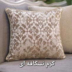 تصویر کاور کوسن مربعی خاتون طرحدار سایز ۴۰ سانتی کرم نسکافه ای 