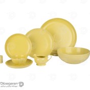 تصویر سرویس غذا خوری 30 پارچه چینی سرامیک رنگی _ زرد dining set of 30 pieces of porcelain ceramic color - yellow