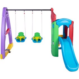 تصویر تاب و سرسره کودک مدل کشتی مناسب ۲ تا ۱۰ سال 