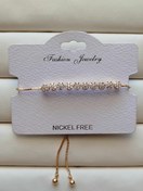 تصویر دستبند کراواتی ظریف طرح گل فول نگین کد 27 