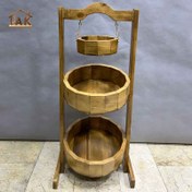 تصویر جای سیب زمینی و پیاز ۳ طبقه چوبی گرد 