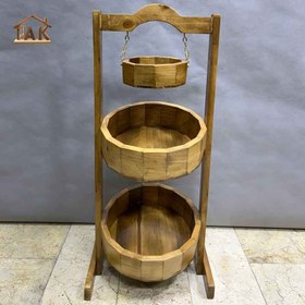 تصویر جای سیب زمینی و پیاز ۳ طبقه چوبی گرد 