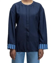 تصویر شومیز زنانه سرمه ای سرژه Serge کد 207384 