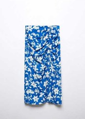 تصویر دامن چاک دار طرح دار زنانه آبی منگو 