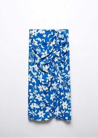 تصویر دامن چاک دار طرح دار زنانه آبی منگو 