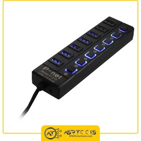 تصویر هاب 7 پورت USB 3.0 پی نت مدل P-219 P-net P-219 7-Port USB3.0 Hub