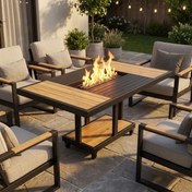 تصویر میز آتشدان مستطیل دو حالته گازی - هیزمی 