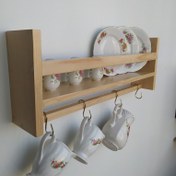 تصویر شلف دیواری چوبی مدل آویز دار کد KS5020 - قهوه ای روشن 