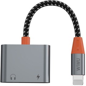 تصویر مبدل لایتنینگ به لایتنینگ و درگاه صدا ویوو Wiwu LT08 Lightning To Lightning &amp; 3.5mm Audio Converter 