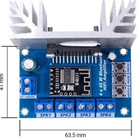 تصویر ماژول آمپلی فایر بلوتوثی 4x45W با تراشه TDA7388 ایرانیک 