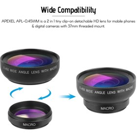 تصویر لنز کلیپسی موبایل اپیکسل مدل APL-0.45WM ا Apexel APL-0.45WM Super Wide Angle & Super Macro Mobile Lens Apexel APL-0.45WM Super Wide Angle & Super Macro Mobile Lens