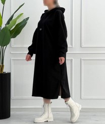 تصویر هودی کلاهدار بلند سایز ۳۶ و ۴۴ رنگ مشکی 