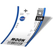 تصویر استیکر بلیط هواپیما به ماه ناسا Moon Boarding Pass Nasa کد 799 