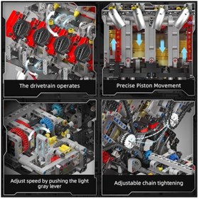 تصویر کیت مدل موتور V8 Mould King 10130 که کار می‌کند - موتور V8 STEM خود را بسازید، کیت موتور 8 سیلندر 3.9 لیتری برای بزرگسالان برند mould king Mould King 10130 V8 Engine Model kit That Runs - Build Your Own STEM V8 Model Engine for Adults, 8-Cylinder Engine kit 3.9-Liter