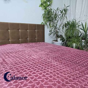 تصویر پتو دونفره تک رنگ قلبی 