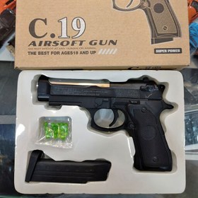 تصویر قیمت و خرید بهترین کلت فلزی ایر سافت گان airsoft gun مدل ساچمه ای c.19 