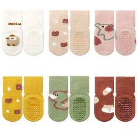 تصویر جوراب داخل حوله ای اسپرت کف استپ بچگانه‎ - سبز Children's step foot sport towel socks