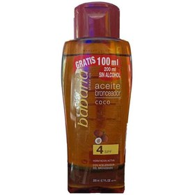 تصویر روغن برنز SPF 4 باباریا babaria مدل SUN OIL حاوی عصاره نارگیل حجم 200 میل SUN OIL babaria SPF 4 200 ML