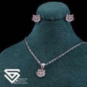 تصویر نیم ست نقره طرح گربه کد761 