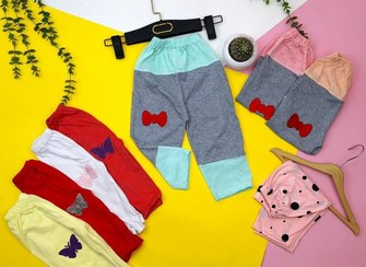 تصویر شلوار دخترانه نقلی طرح پروانه در رنگهای جذاب و بسیار راحت و خنک kids clothes