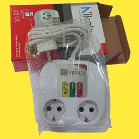 تصویر محافظ برق نیکولا یخچالی ۱/۵متری 2-socket refrigerator protector with ground connection