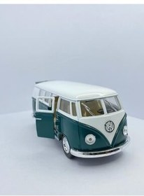 تصویر ماشین اسباب بازی اتوبوس کلاسیک فولکس واگن 1962 چکبیراک 1:32 سبز تیره Kinsmart 