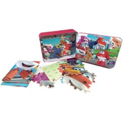 تصویر پازل چوبی ۲۰۰ قطعه طرح جت پستچی با جعبه فلزی 