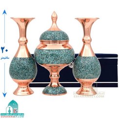 تصویر ست گلدان و شکلات خوری فیروزه کوبی 20 سانتیمتری 