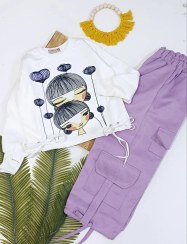 تصویر ست کراپ و شلوار قاصدک دخترانه 