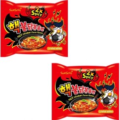 تصویر نودل نیمه آماده رامن با طعم مرغ داغ بولداک 2x spicy سامیانگ بسته 2 عددی 