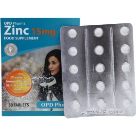 تصویر زینک 15 میلی گرم او پی دی فارما 30 قرص Zinc 15mg OPD Pharma 30tabs