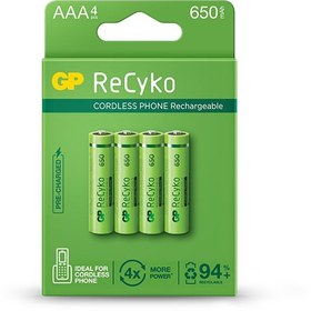 تصویر باتری نیم قلمی شارژی(قابل شارژ) مخصوص تلفن 650 جی پی (GP) (بسته 4عددی) 