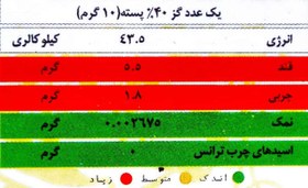 تصویر گز لقمه ای ممتاز پسته بیدمشک 40 درصد مظفری-450گرم 