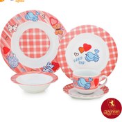 تصویر سرویس غذاخوری ۵ پارچه کودک چینی زرین ایران طرح بیبی پپ 