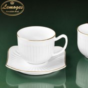 تصویر سرویس چای خوری 6 نفره سرامیکی لب طلا لارن لمون 