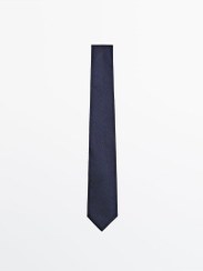 تصویر کراوات جناغی نخی و ابریشمی مردانه سرمه ای ماسیمودوتی 